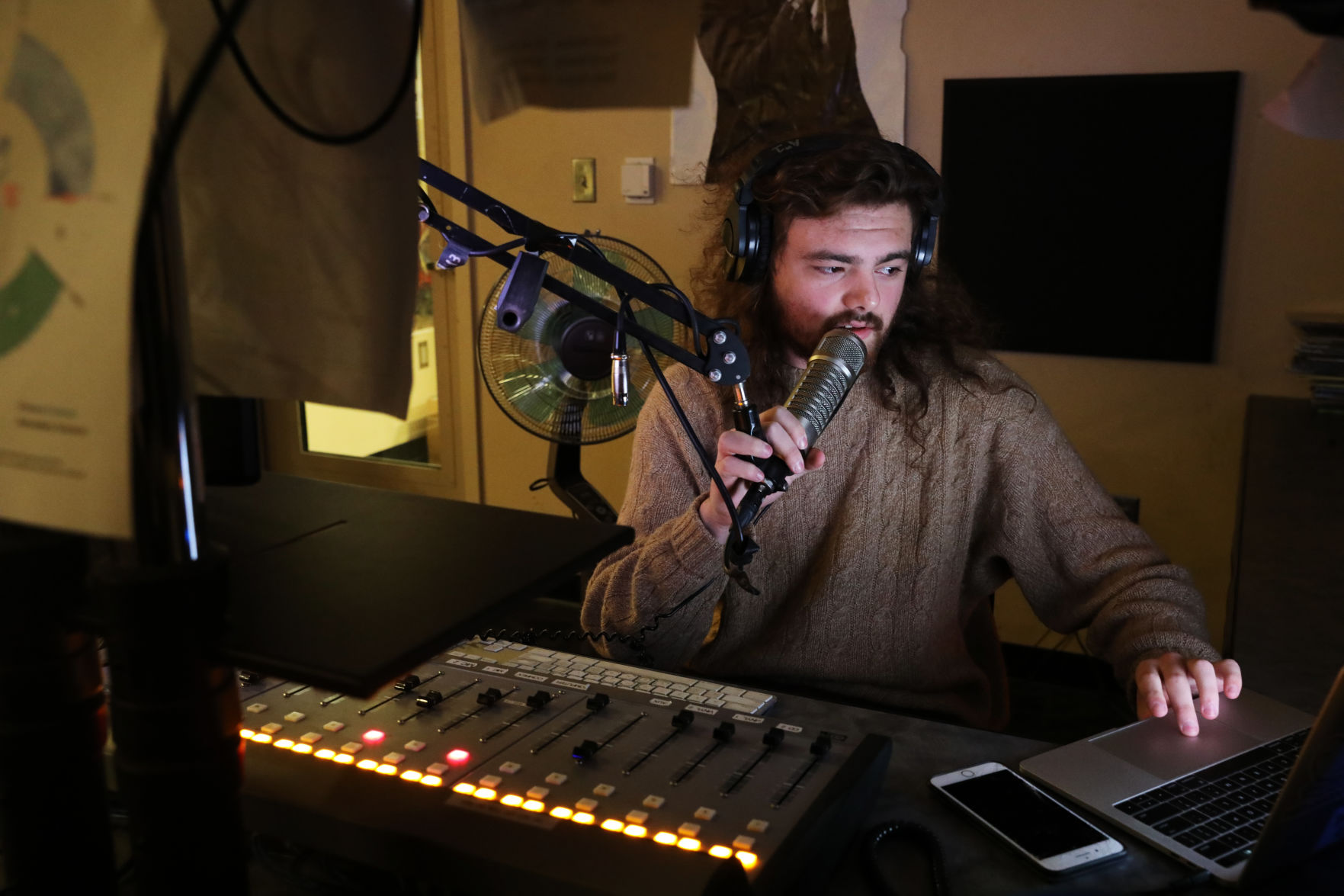 Theo Bloom works his music radio show
